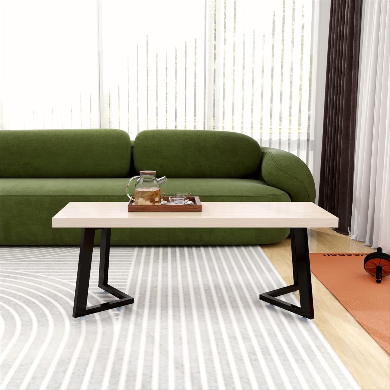 16 Inch Metal Coffee Table Legs, Heavy Duty Bench Legs Black Metal End Table Legs for DIY Furniture Legs (2er-Set V-Shaped)