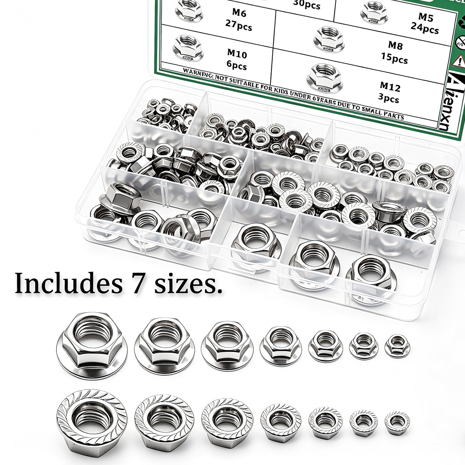 Stainless Steel Flange Nuts - 140 Piece Set -4