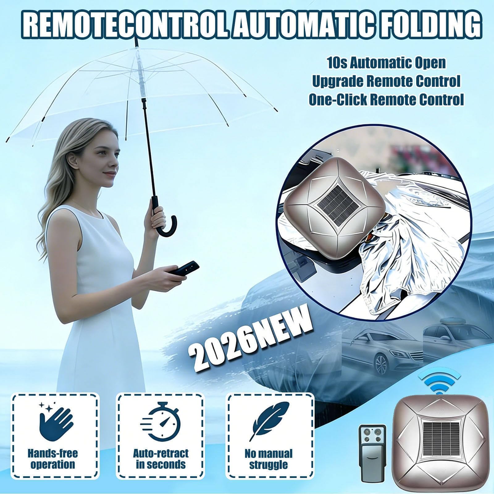 Telo Copriauto Antigrandine A Energia Solare Con Telecomando – Retrattile Automatico, Ricarica Solare, Include Telecomando E Protezione Antifurto Per Proteggere La Tua Auto, Adatto (Black, 2XL)