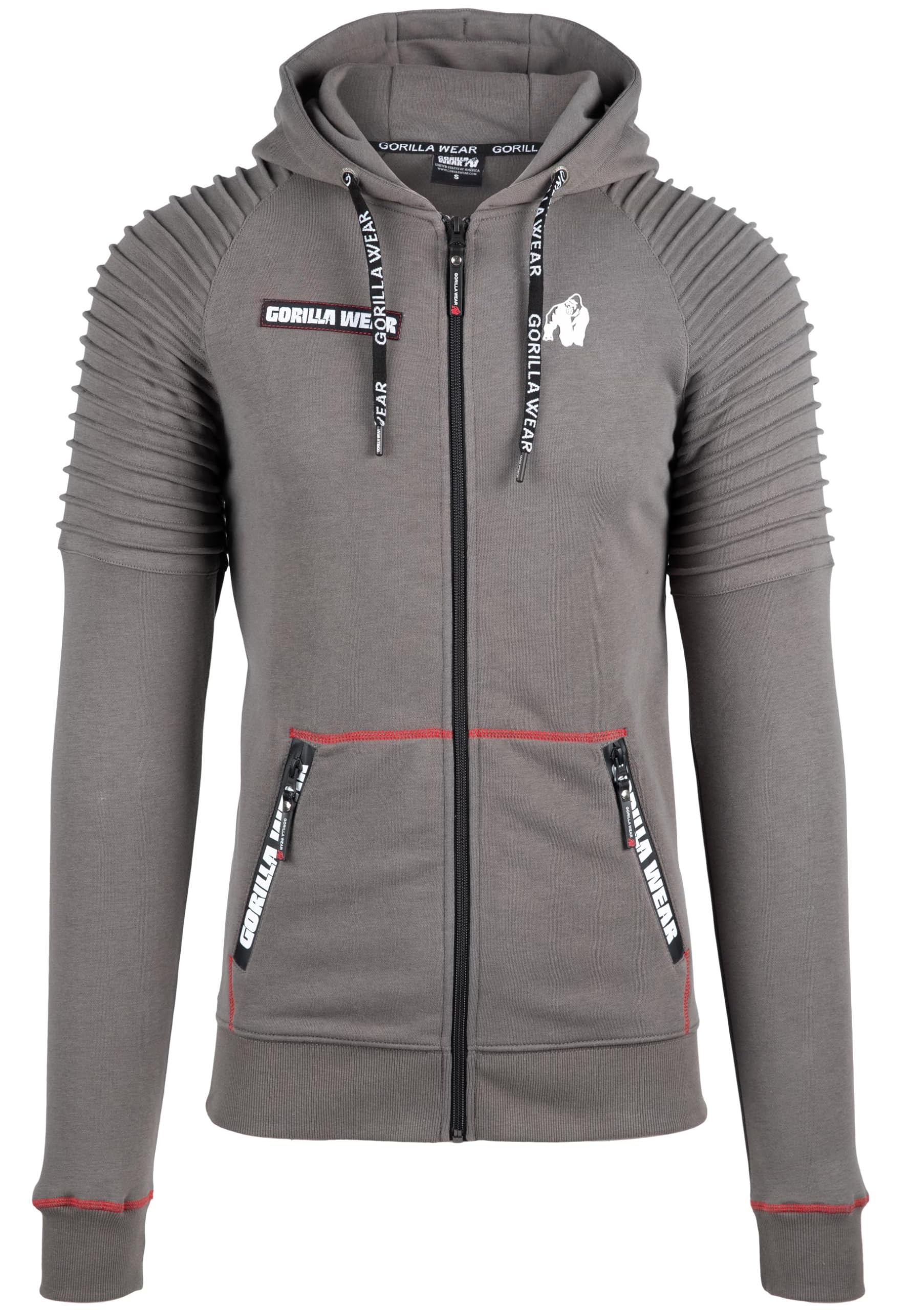 GORILLA WEAR Georgia Zipped Hoodie - Grey, Grey, M