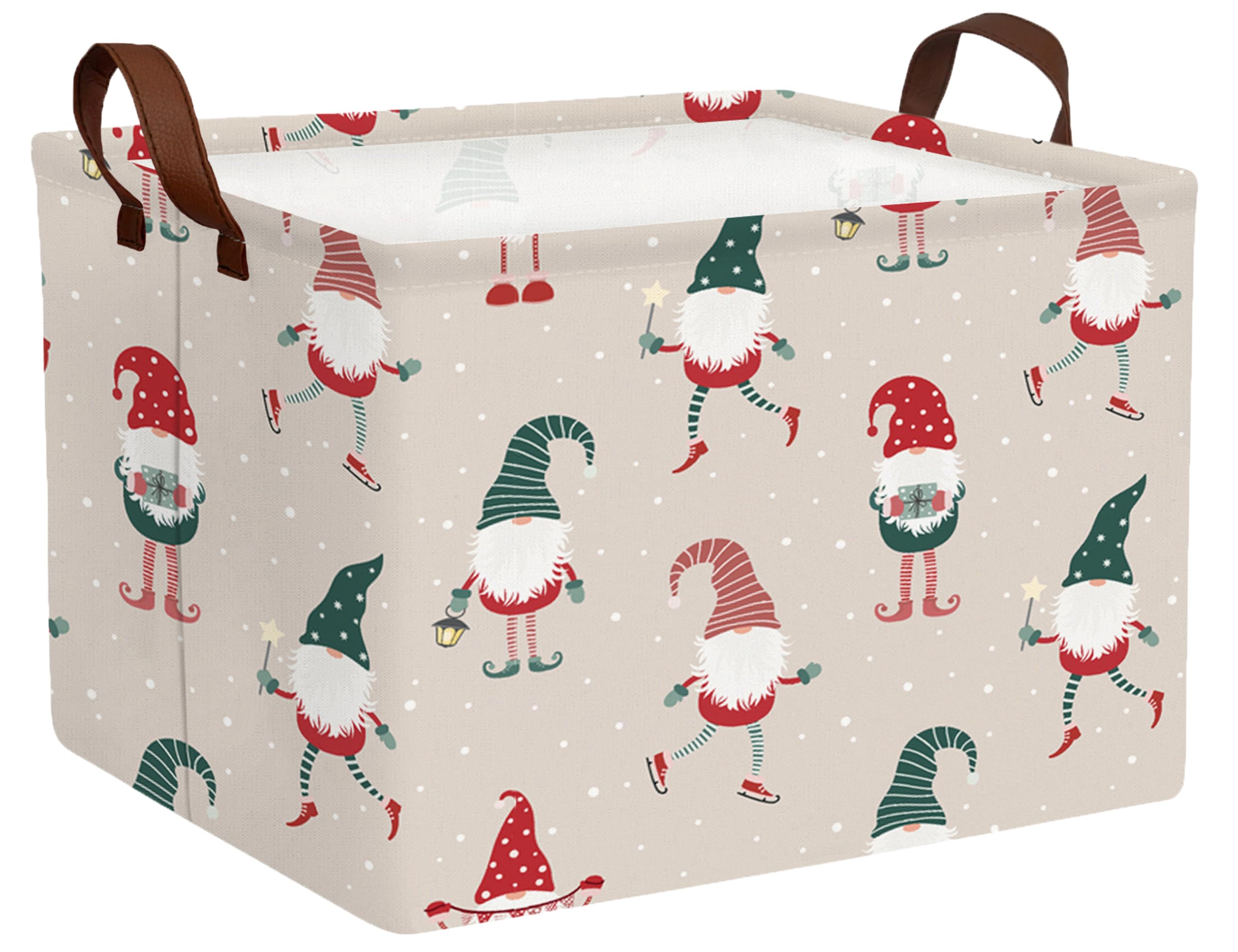 Large Christmas Gifts Empty Baskets Kids Collapsible Holiday Storage Bin with Handle (Dance Gnome)