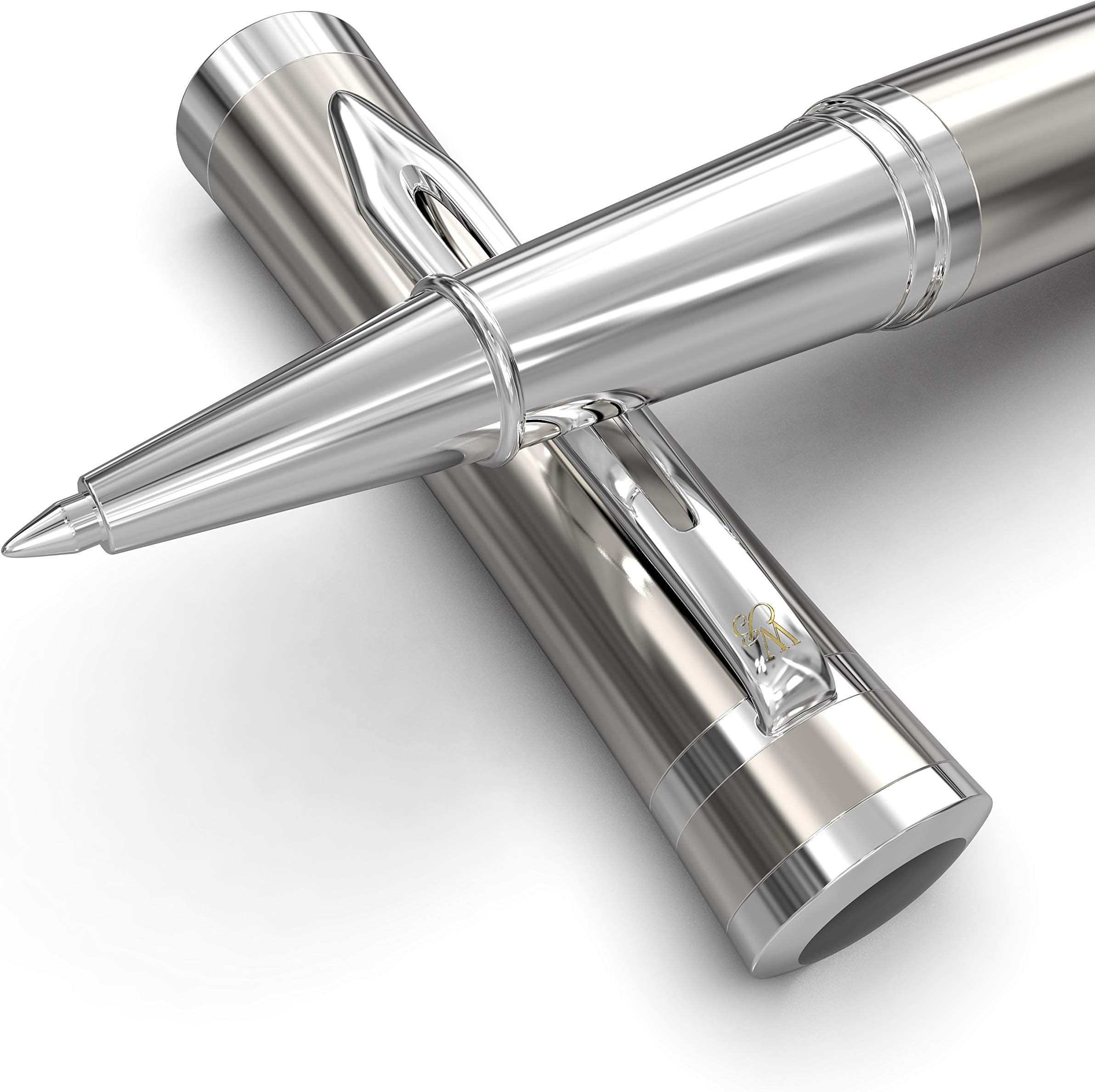 Wordsworth & Black Gel Rollerball Pen [Silver Chrome], Journaling, Note-Taking; Business, Professional, Executive Writing Pens; Perfect Roller Ball Pen Gift for Men and Women