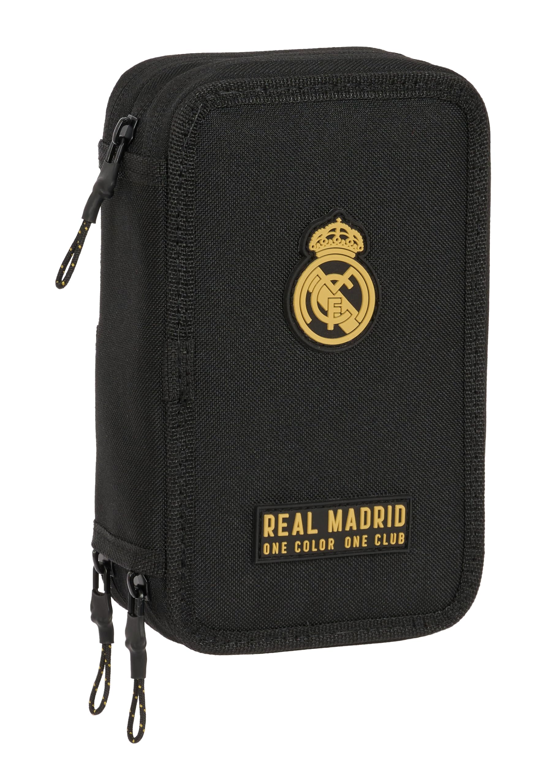 REAL MADRID 3ª EQUIPACIÓN - Estuche Escolar con 36 Útiles Incluidos, Estuche Infantil, Estuche Niño, Ideal para Niños de 5 a 14 Años, Versátil, Calidad y Resistencia, 12.5x5.5x19.5 cm, Color Negro