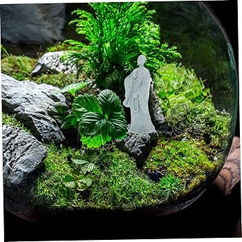 Amazon｜Cabilock 禅の花盆栽 瞑想する仏像 魚の仏像 苔の風景像