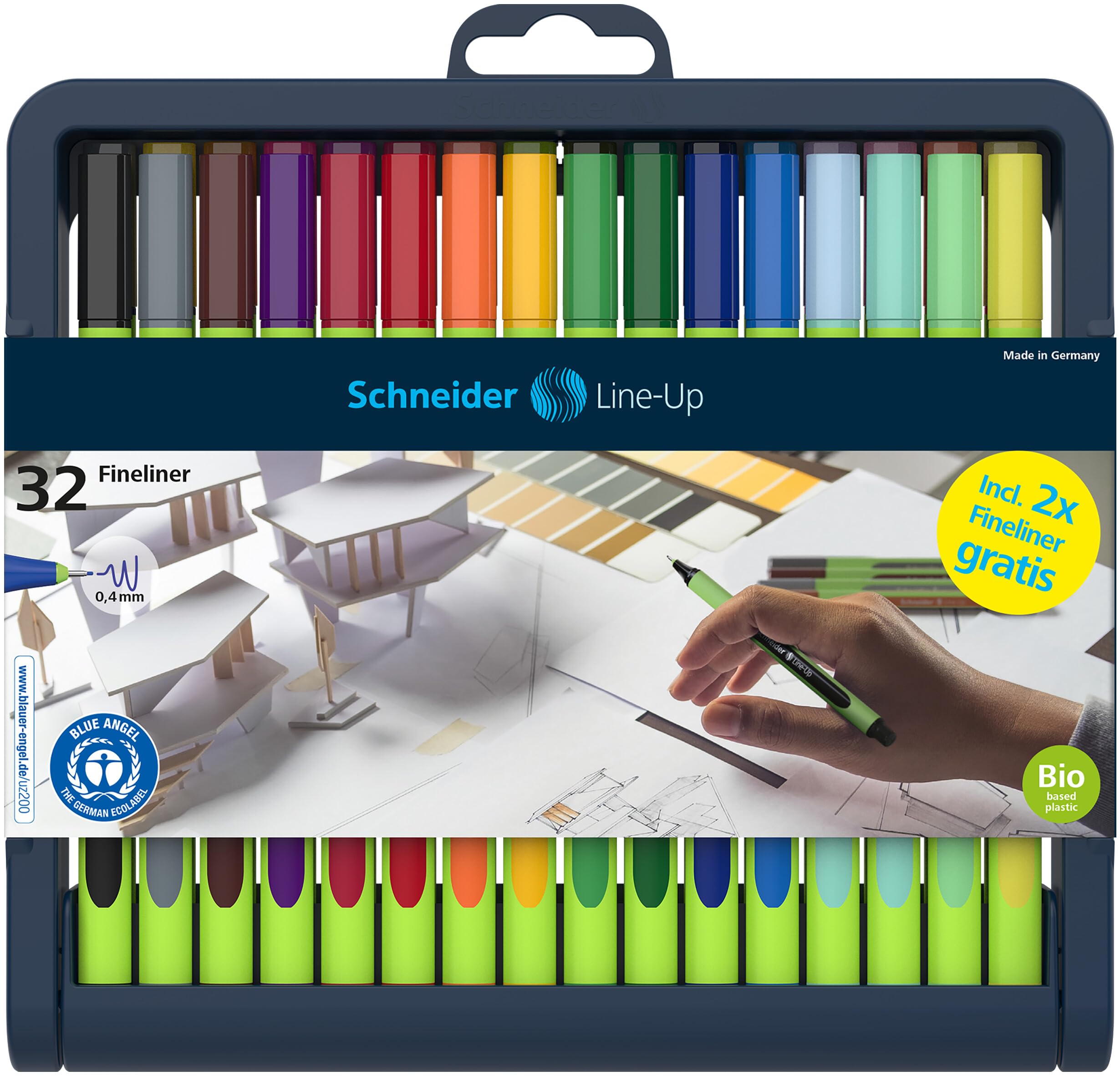 Stylos feutre Schneider pour écrire fin sans bavure boîtier 32 couleurs - 8