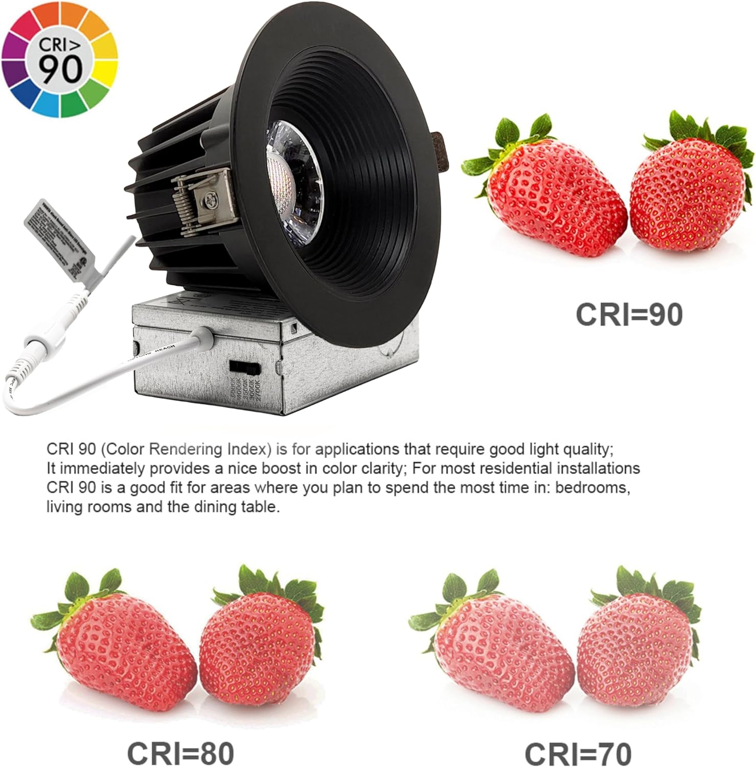 YUURTA 4-Inch 12W Black Deep Anti Glare Recessed Ceiling LED Downlight (Pot Light) Color Selectable 5CCT: 2700K-5000K CRI90+ Dimmable 1000lm 120V ETL Listed IC Rated, 4-Pack