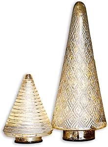 Loberon Deko-Bäume 3er Set Selitor - Winterliche Weihnachtsdekoration Mit Schnee