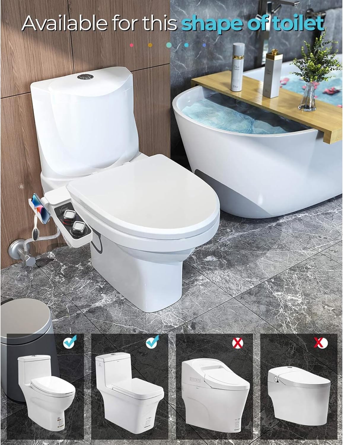 Non-Electric Hot and Cold Water Bidet Attachment Warm & Cold Dual Water Sprayer for Toilet with Self-Cleaning Nozzle, Adjustable Pressure, Front & Rear Wash Easy Installation (Warm Water Bidet-509)