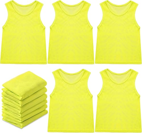 Sintege 12 piezas de fútbol Pinnies de baloncesto Jersey de práctica en equipo Chalecos de malla de nailon Scrimmage para jóvenes niños deportes