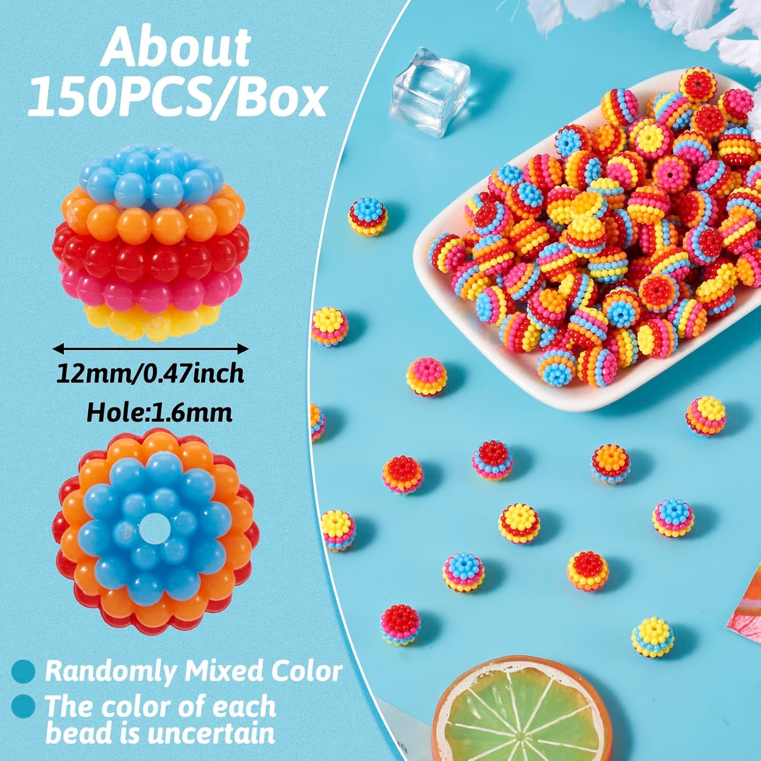 Pearlized Bubblegum Beads Cheriswelry 150Pcs 12mm Rainbow Beads Round Chunky Gumball Beads for Bracelet Necklace Keychain DIY Jewelry Making Party Decoration - Image 4