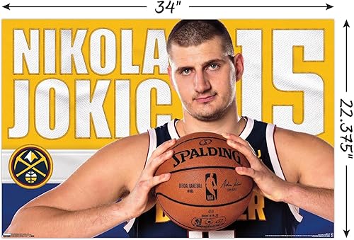 Miniatura 3 de Trends International NBA Denver Nuggets - Póster de pared Nikola Jokic 19, 22.375 x 34 pulgadas, versión sin marco