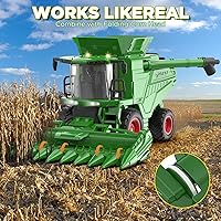 Vista 3 de Tractor cosechador con control remoto, juguete de tractor RC con cabezal de maíz, juguetes de tractor RC para niños de 3 años en adelante