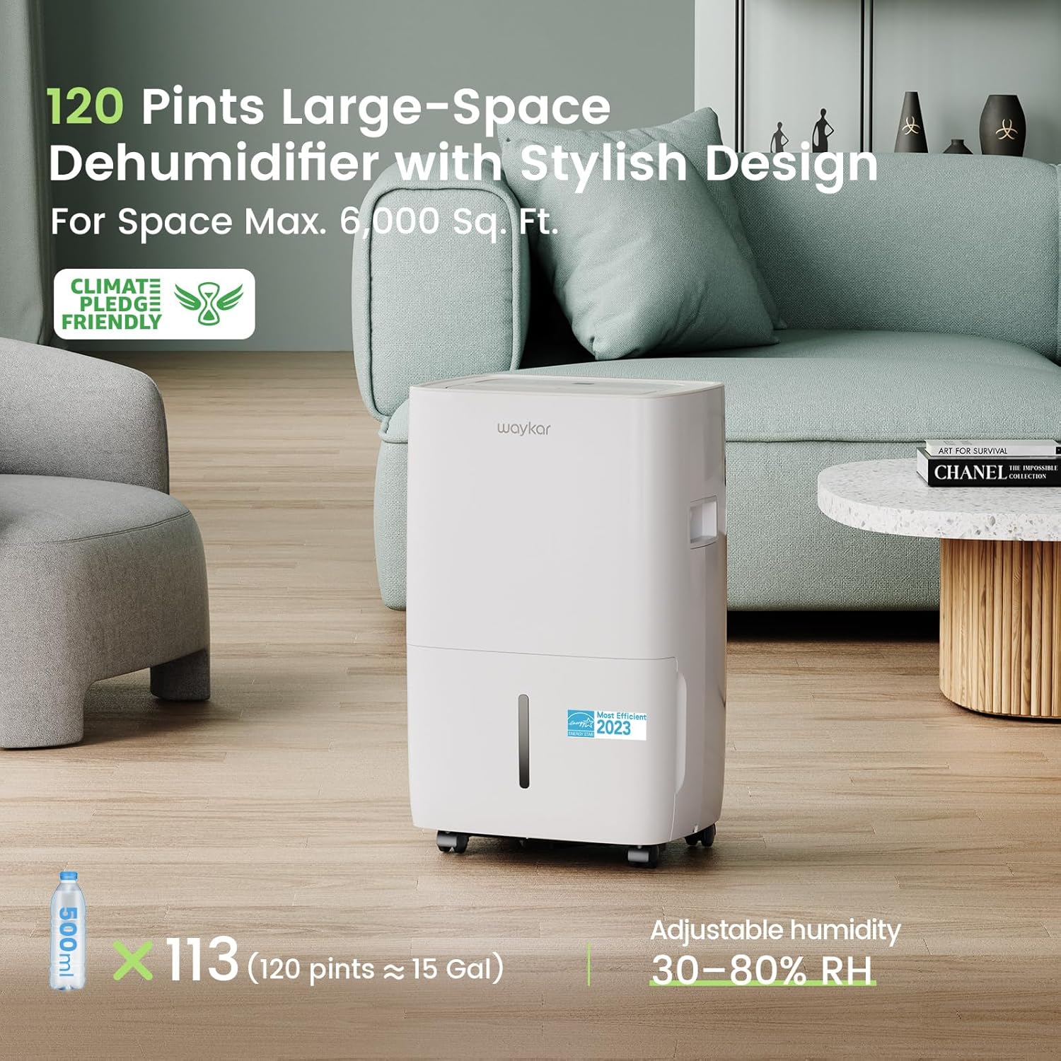 Waykar 120 Pint Dehumidifier for Large Spaces
