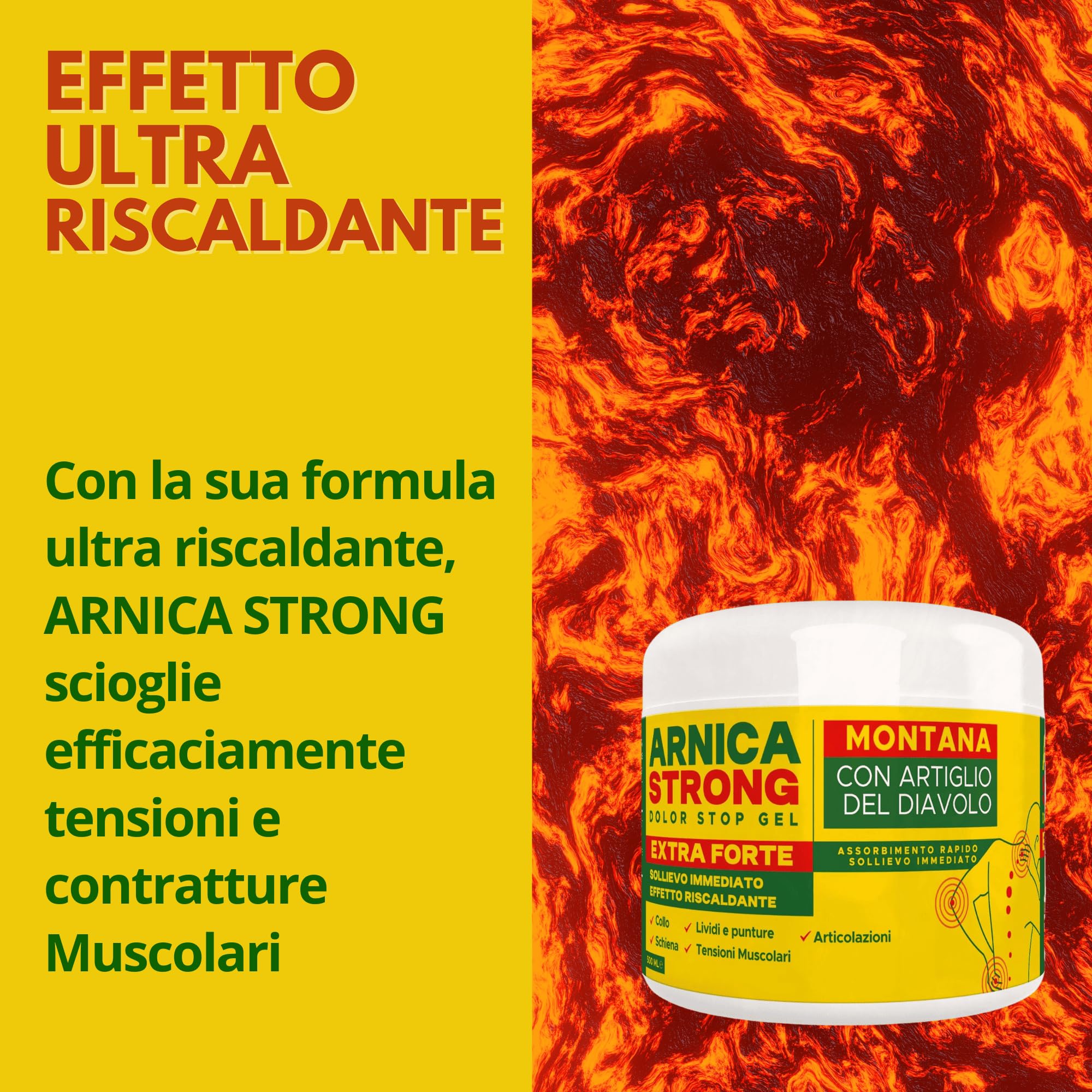 Arnica gel Forte - Arnica Per Cavalli Uso Umano 99% e Artiglio Del Diavolo forte crema riscaldante muscoli sportiva per massaggio cervicale e lombare-ImmunoSTRONG