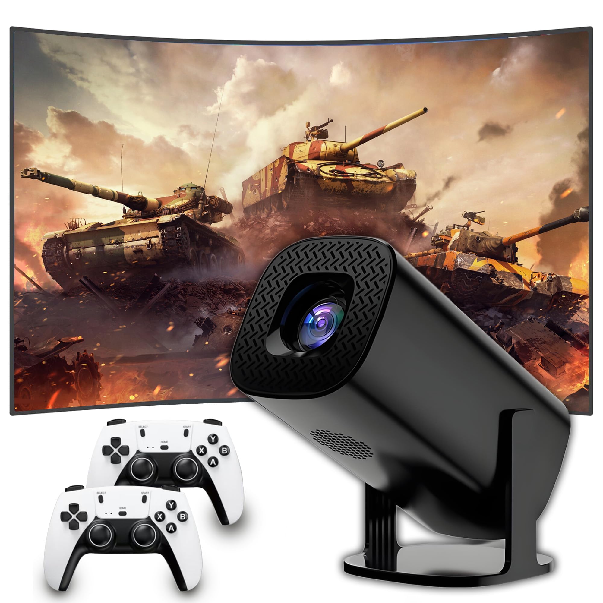 Console di gioco P30Ultra 4k, proiettore di videogiochi con 2 Controller Wireless, emulatori incorporati 36000+ Games 14, telecomando Bluetooth Voice, nero
