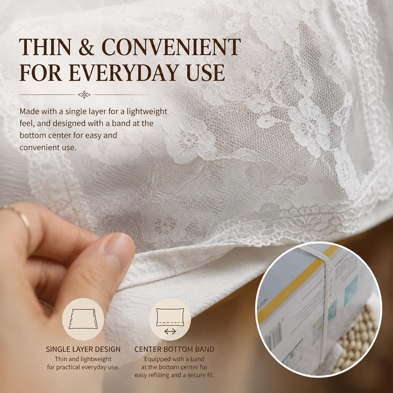 Rectangle Tissue Box Cover, Cotton Lace Facial Tissue Holder, Made in Korea image 5
