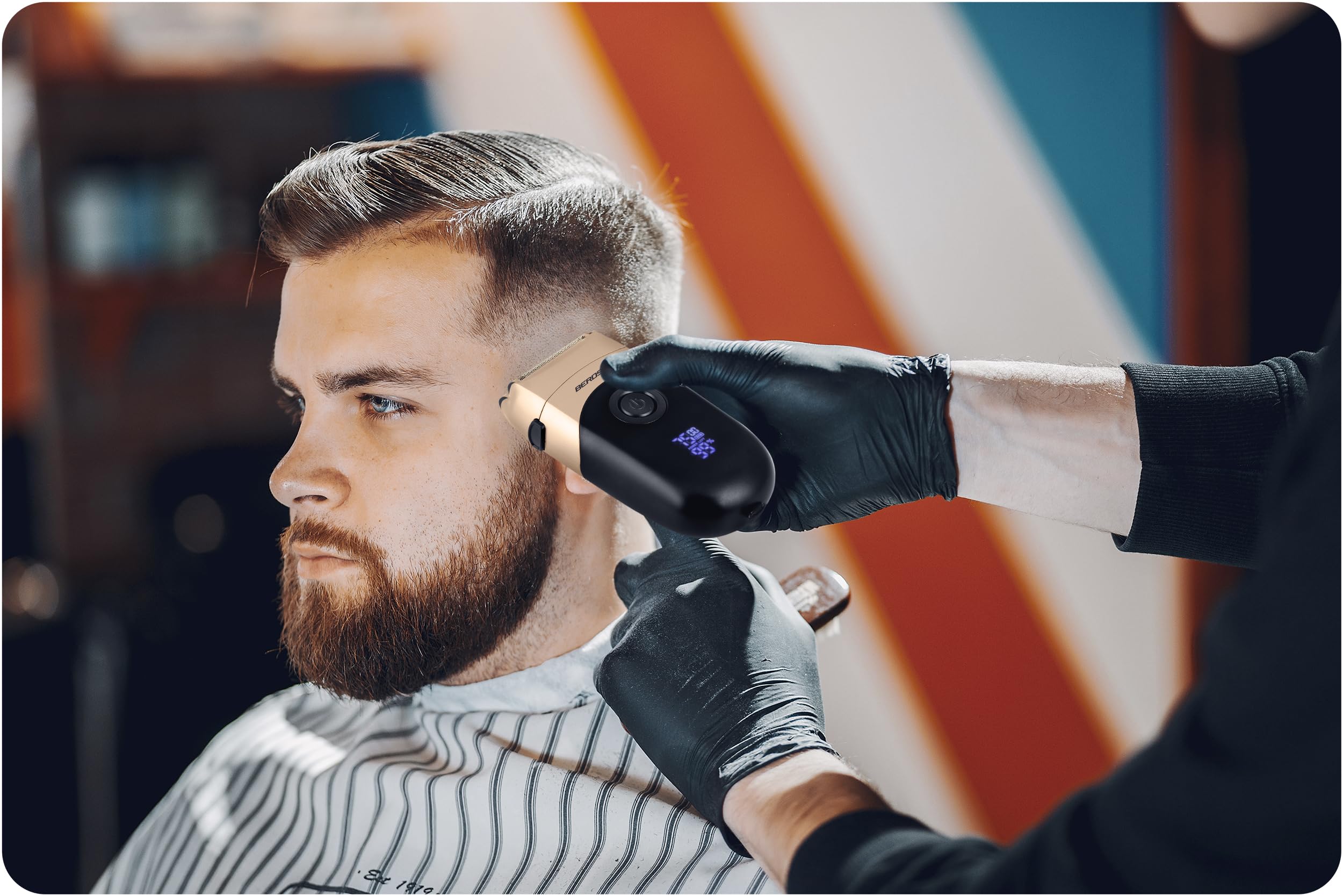 Berdsen Golarka Elektryczna Maszynka Do Golenia Foliowa Bezprzewodowa Dwuwarstwowe Nożyce Barber Master BD-266 Czarny Złoty