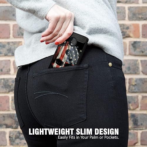 Miniatura 6 de Funda compatible con Motorola Moto Z4 y Moto Z4 Play, diseño delgado y resistente mate con textura de fibra de carbono (calavera de EE. UU.)