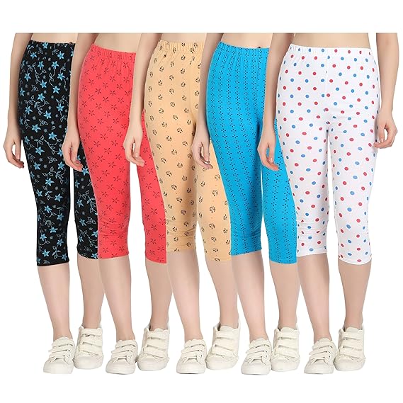 EHA Printed Capris for Women Combo Pack of 5
