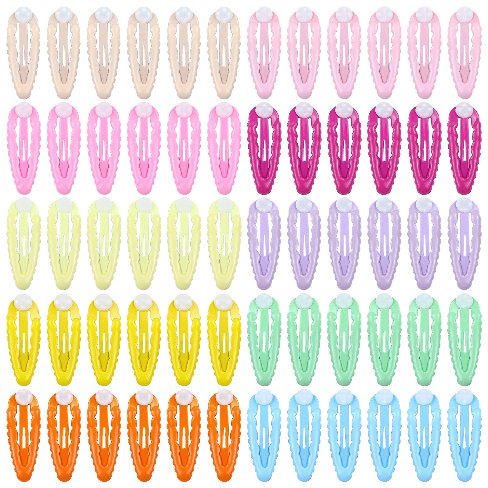 Lawie 60 Pack 5cm 2 Inch Small Colorful Candy Flat Round Glue Pad Snap Hair Clips for Crafting Hair Barrettes Hair Pins Crafts DIY Ornaments Hair