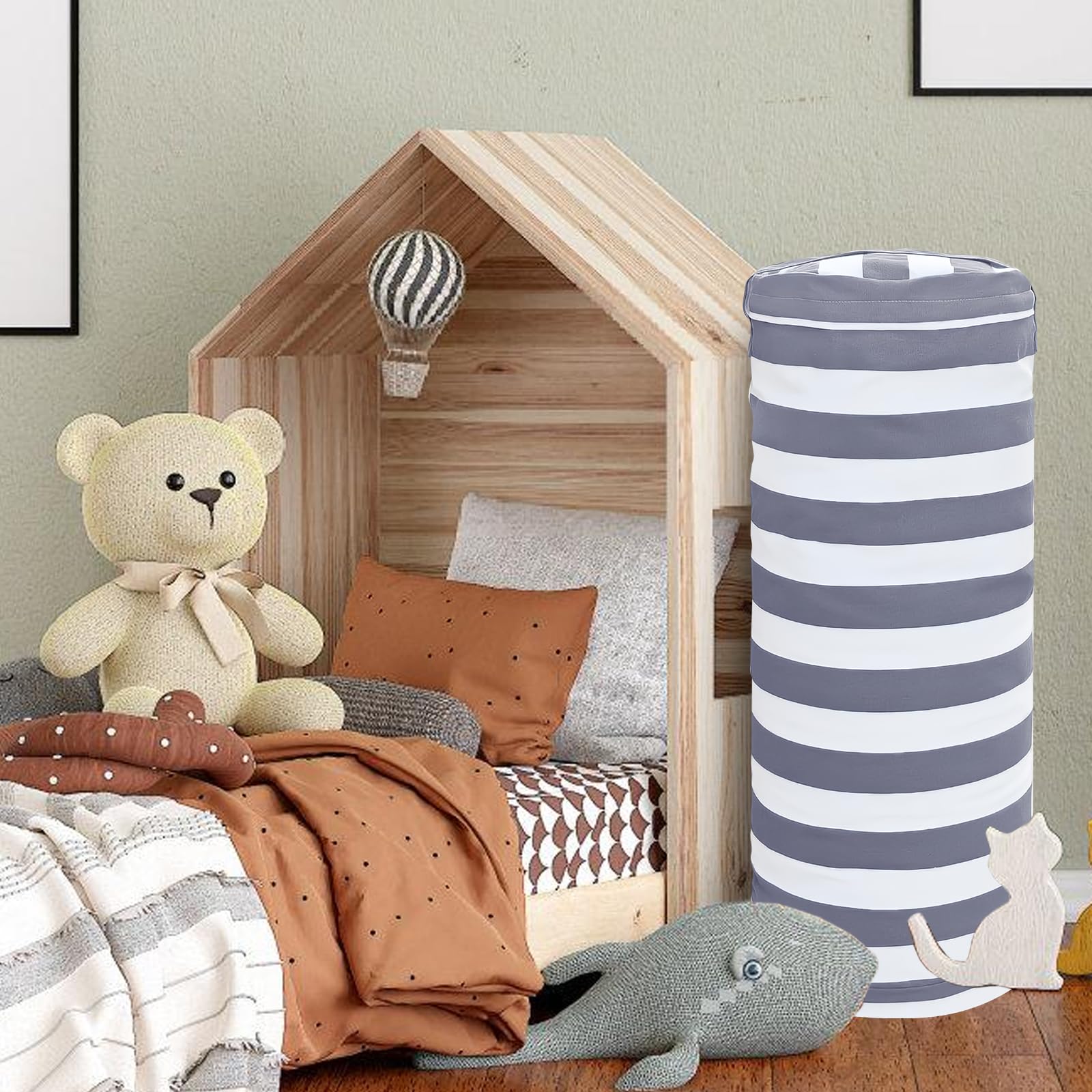 Image secondaire de WANDGU Pouf Multifonctionnel Enfant : Sac De Rangement pour Jouets en Toile, Pouf De Rangement pour Peluches