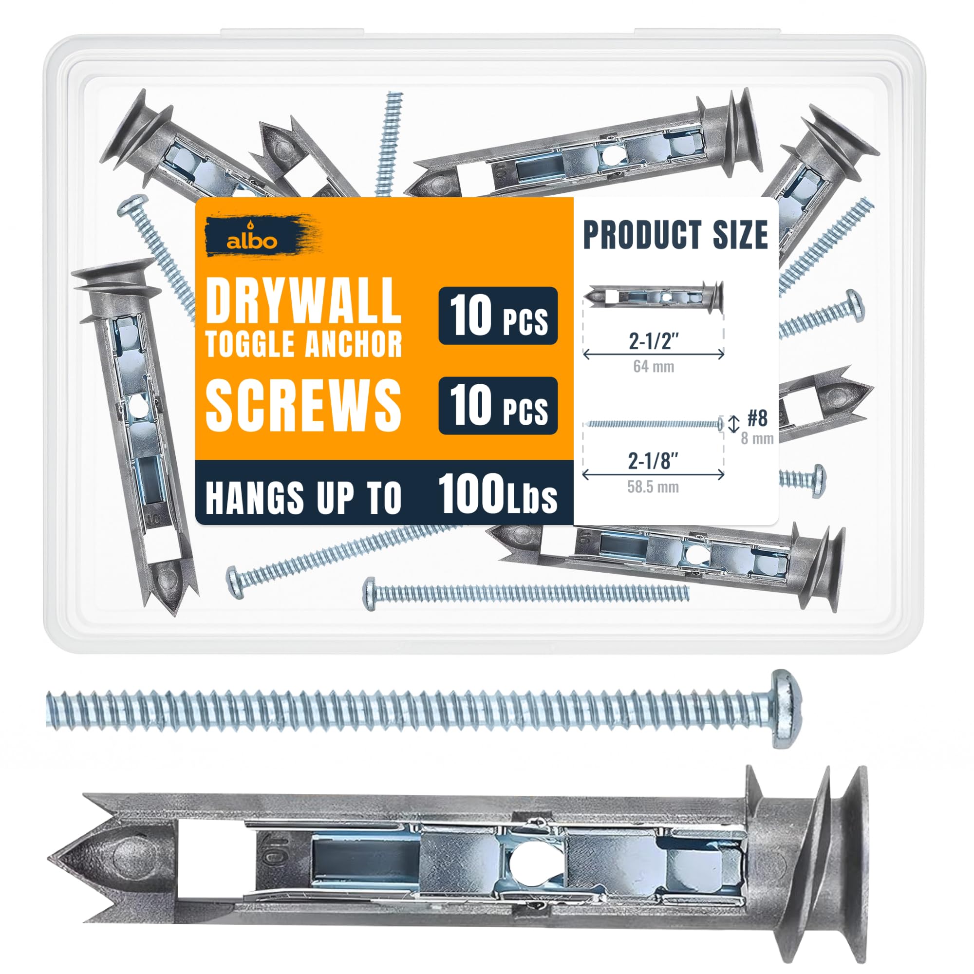 Metal Drywall Toggle Anchors - 10 Pack -1