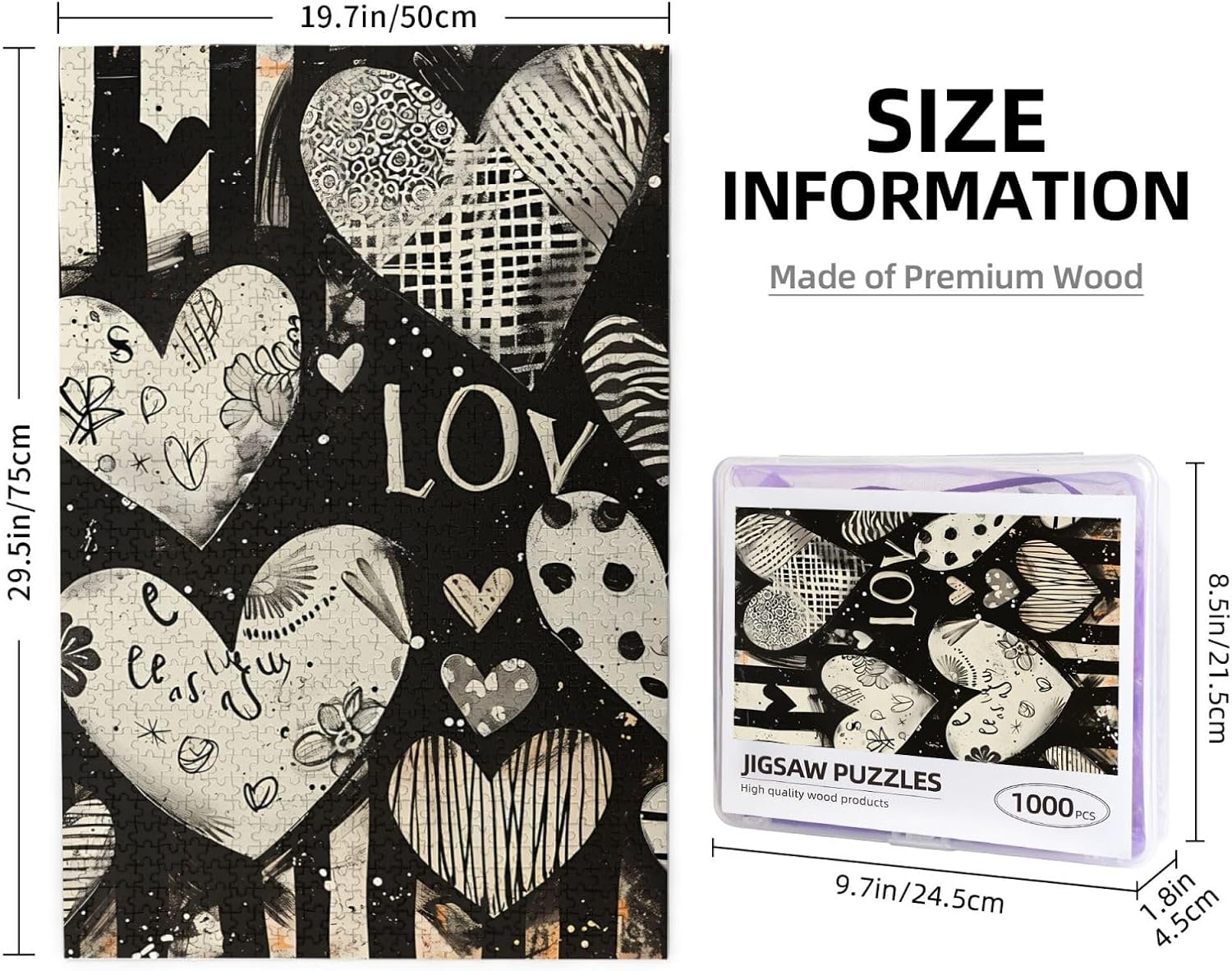 1000 Pieces Valentine's Day Love Heart Jigsaw Puzzles for Family Fun and Gift Giving