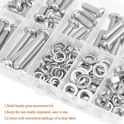 Miniatura 6 de 100 piezas M6 x 0.394 in 0.472 in 0.630 in 0.787 in 0.984 in 1.181 in 1.378 in, tornillos métricos, tornillos métricos, arandelas, tuercas, acero