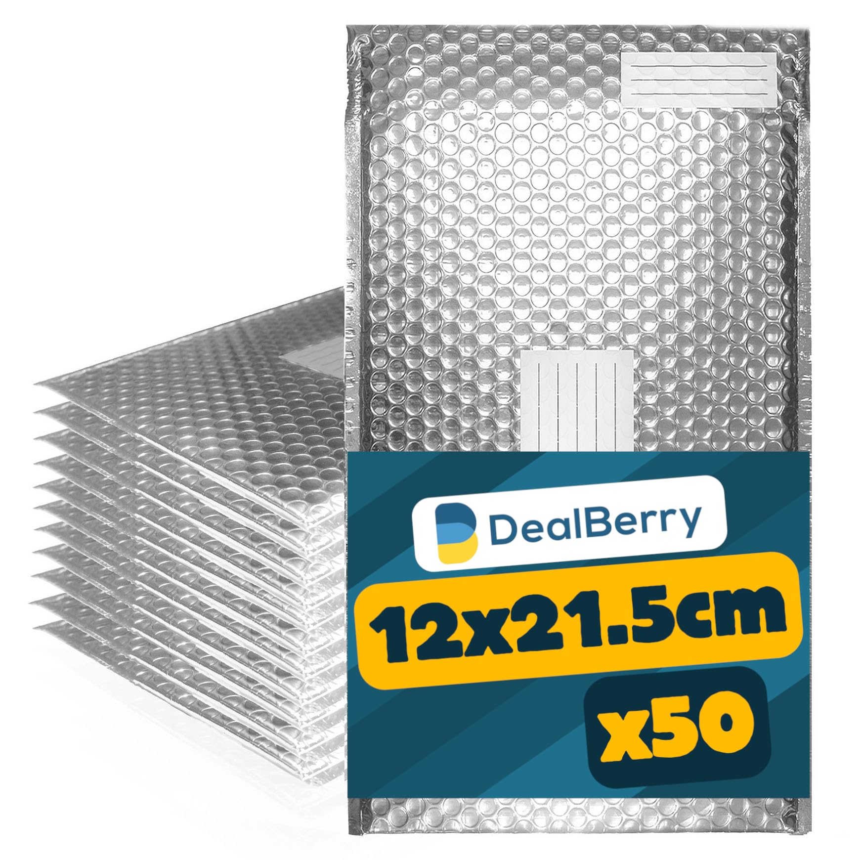 50 Pack Padded Bubble Envelopes - Bubble Wrap Envelope - Poly Bags for Shipping Packaging Mailing - Envelopes Peel and Seal - Address & Return Box (Silver, 12x21.5cm) โ image 1