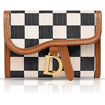 CZFSWT Checkered Wallets for Women, Brown Checkered Wallet, Plaid Wallet Suitable for Daily Card Organization and Travel Accessory Matching