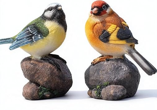 Resin Bird Figurines Set of 2, 5.1" H