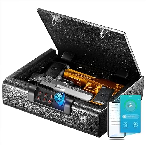 Miniatura 1 de Caja fuerte para armas, caja fuerte biométrica para pistolas de 3 vías de desbloqueo seguro  huella digital  PIN digital  Desbloqueo de llave con