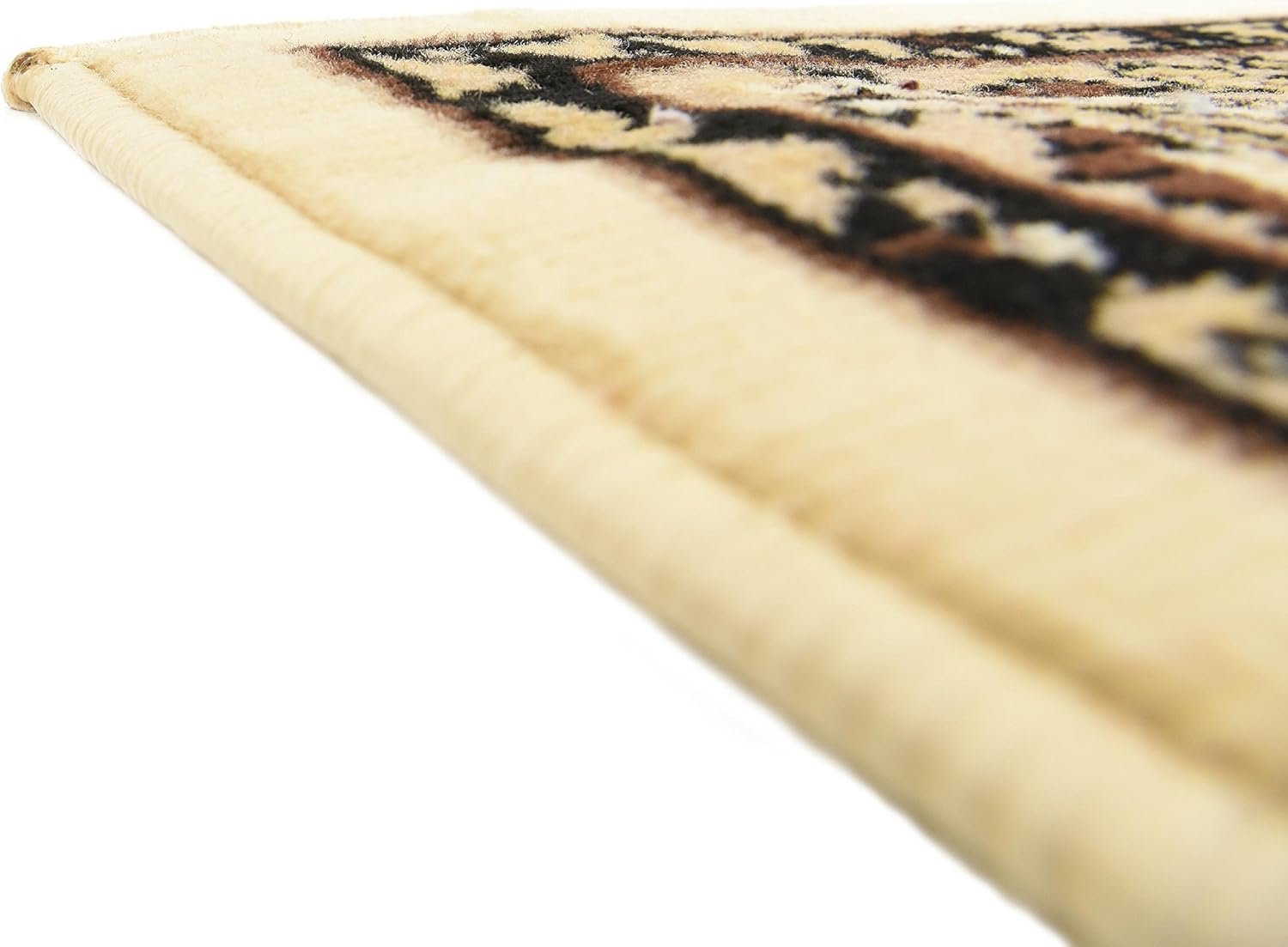 Ivory and Tan 4' x 6' Stain-Resistant Synthetic Area Rug