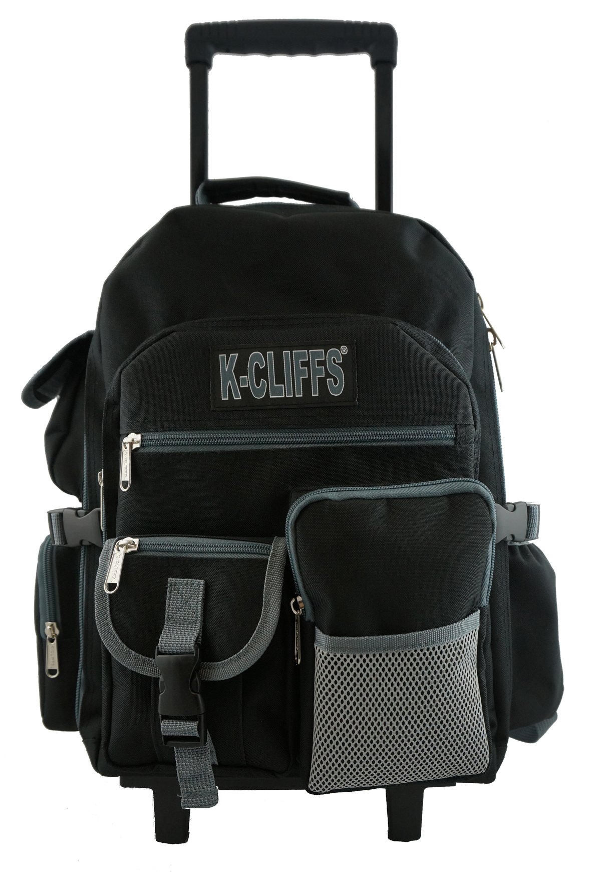 K-Cliffs Heavy Duty Rolling Backpack School Bookbag with Wheels Deluxe Wheeled Daypack