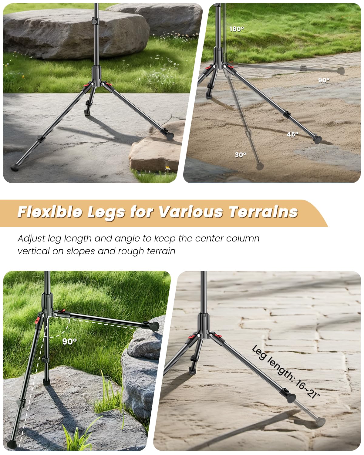 CAMBOFOTO Trépied de téléphone portable de 210 cm pour smartphone, col de cygne de 25 cm et tête réglable à 360 °, perche à selfie pour iPhone/Android