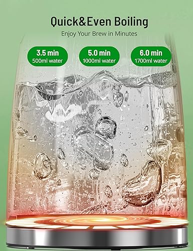 Miniatura 5 de Hervidor eléctrico Paris Rhone de acero inoxidable, 1.7 L, tetera eléctrica sin BPA con 1500 W, apagado automático, protección contra hervir en