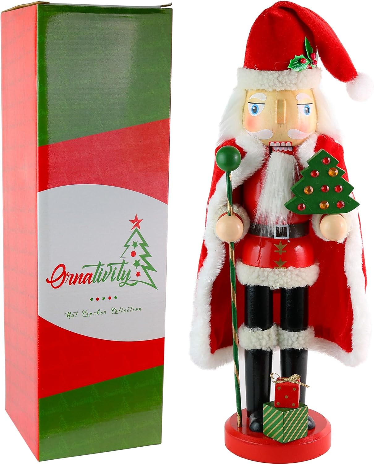 Ornativity Christmas Santa Claus Nutcracker - Holiday Wooden Xmas Nutcracker Santa Figure Home Decoration 13.5"