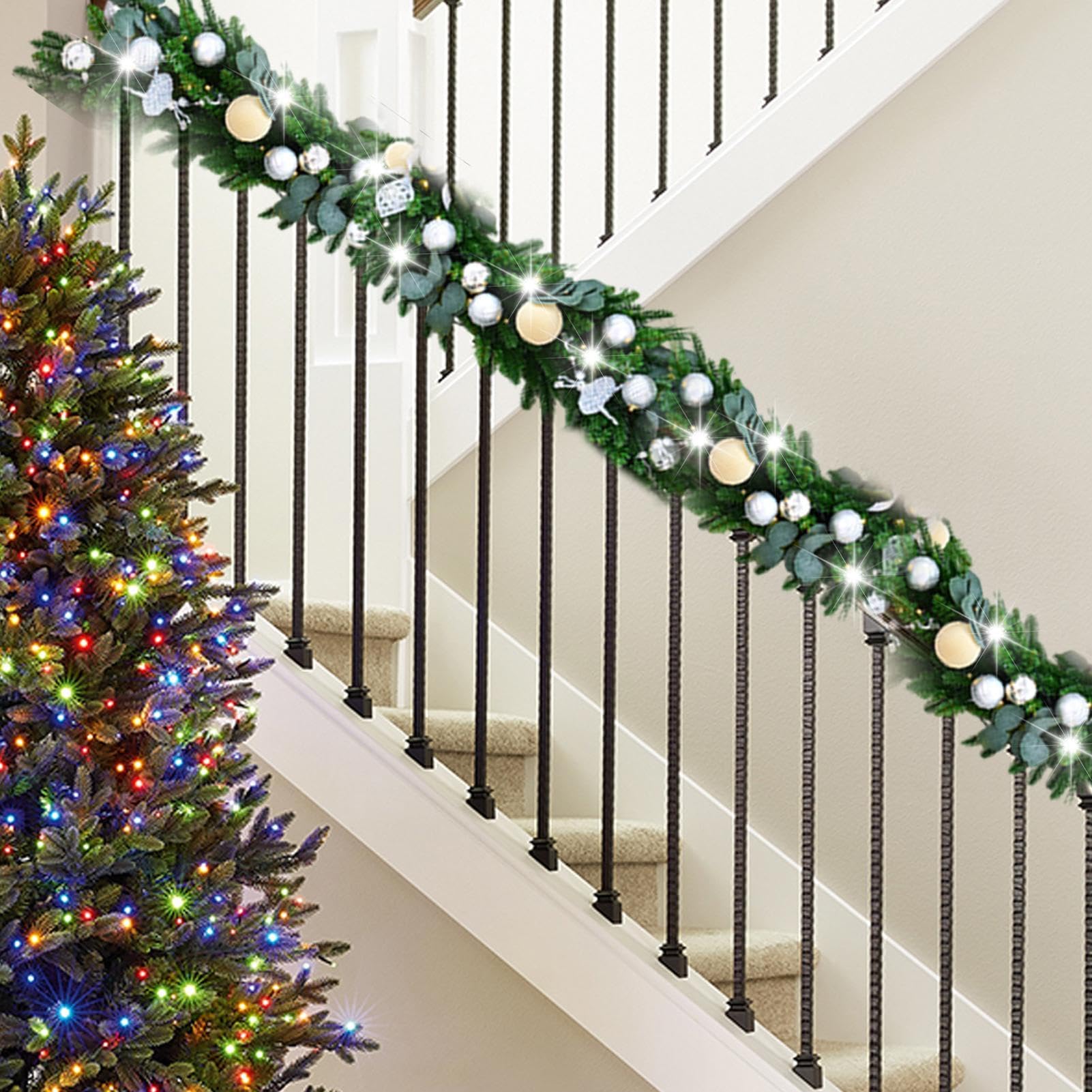 Künstliche Weihnachtsgirlande Wiederverwendbare rustikale Gartendekoration | Weihnachten Szenen-Requisiten für Balkon, Kamin, Haustür und
