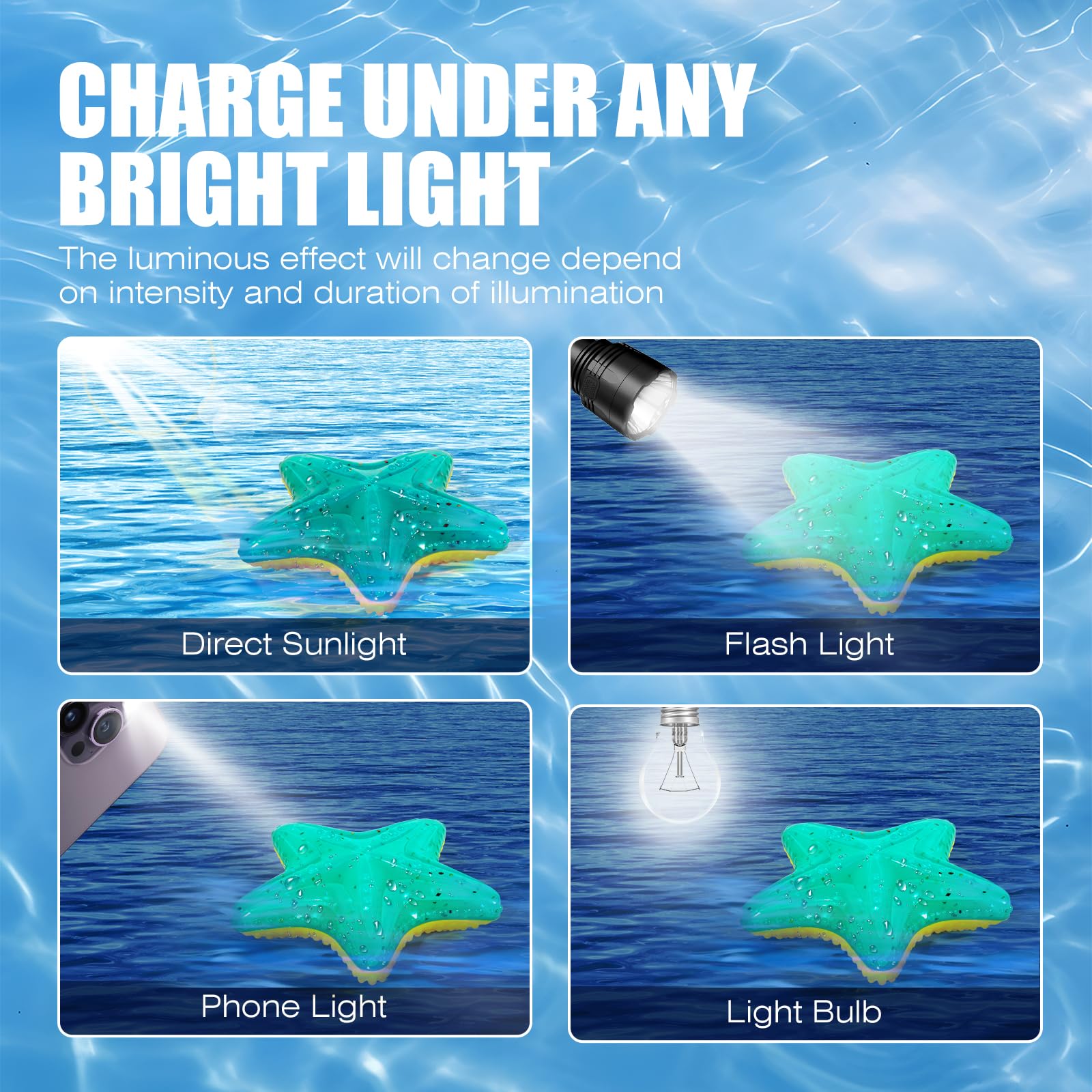 Jouet pour chien flottant et lumineux - Brille dans le noir - Pour grands chiens (kit grand requin + grand Starfis)