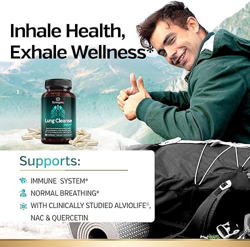 Miniatura 7 de Sunergetic Suplemento premium de apoyo pulmonar  Suplemento de limpieza y desintoxicación pulmonar con hoja de gordolobo, NAC, bromelina y
