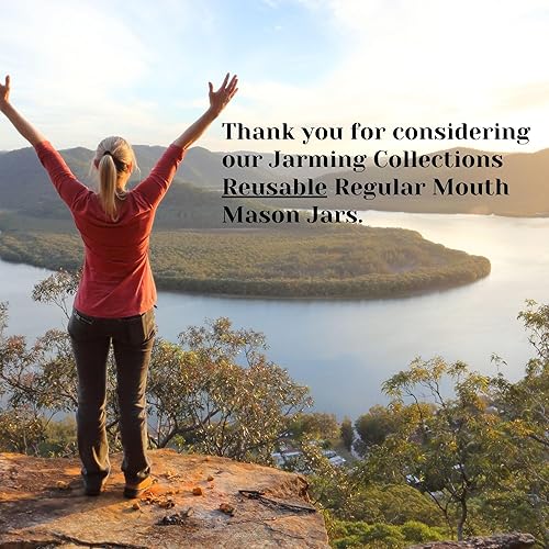 Miniatura 8 de JARMING COLLECTIONS Tarros de vidrio de boca regular de 24 onzas con tapas y bandas, tapas de almacenamiento de plástico sin BPA, fabricados en
