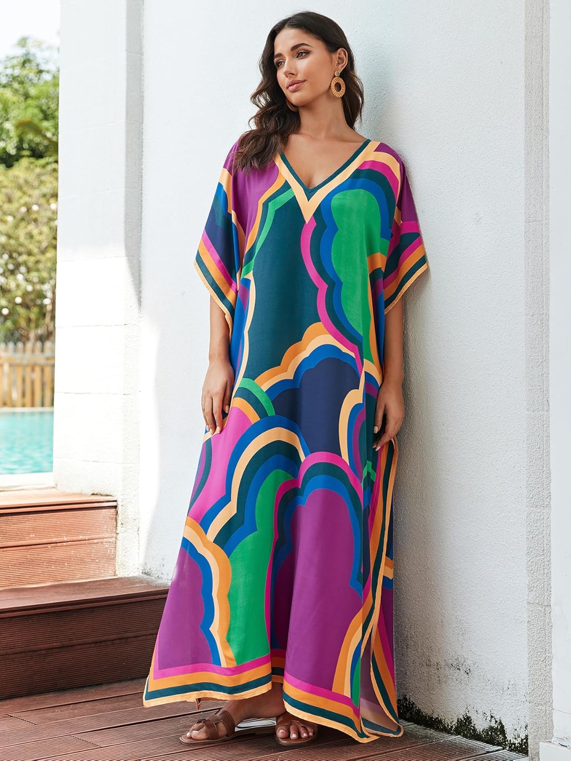 Plus Size Kaftan Dress for Women Caftan Bathing Swim Cover Up Boho Beach Dress Lightweight Loungewear - Image 5