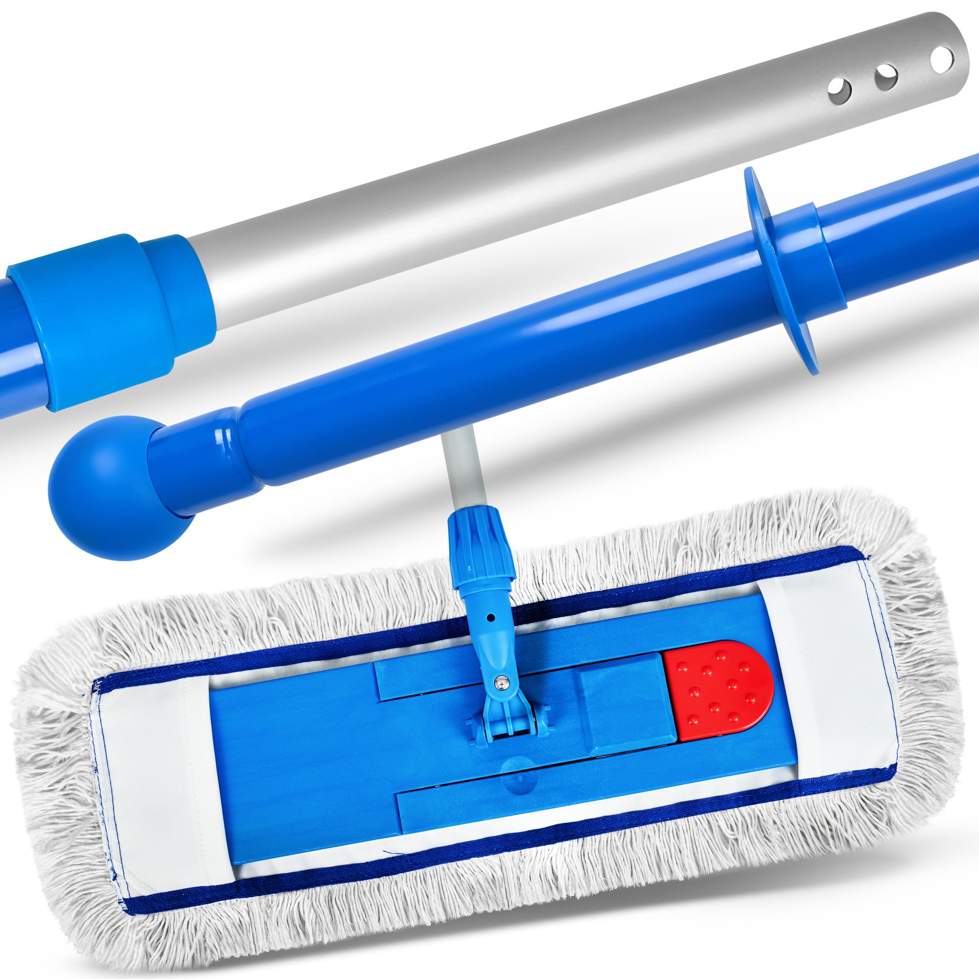 Premium WISCHER TELESKOP Set 50CM | Baumwoll-Wischmopp | 90-150cm Teleskopstiel | Magnethalter mit 1 klick System | Kugel Griff | Ergonomisch, rückenschonend & langlebig | Für alle Böden