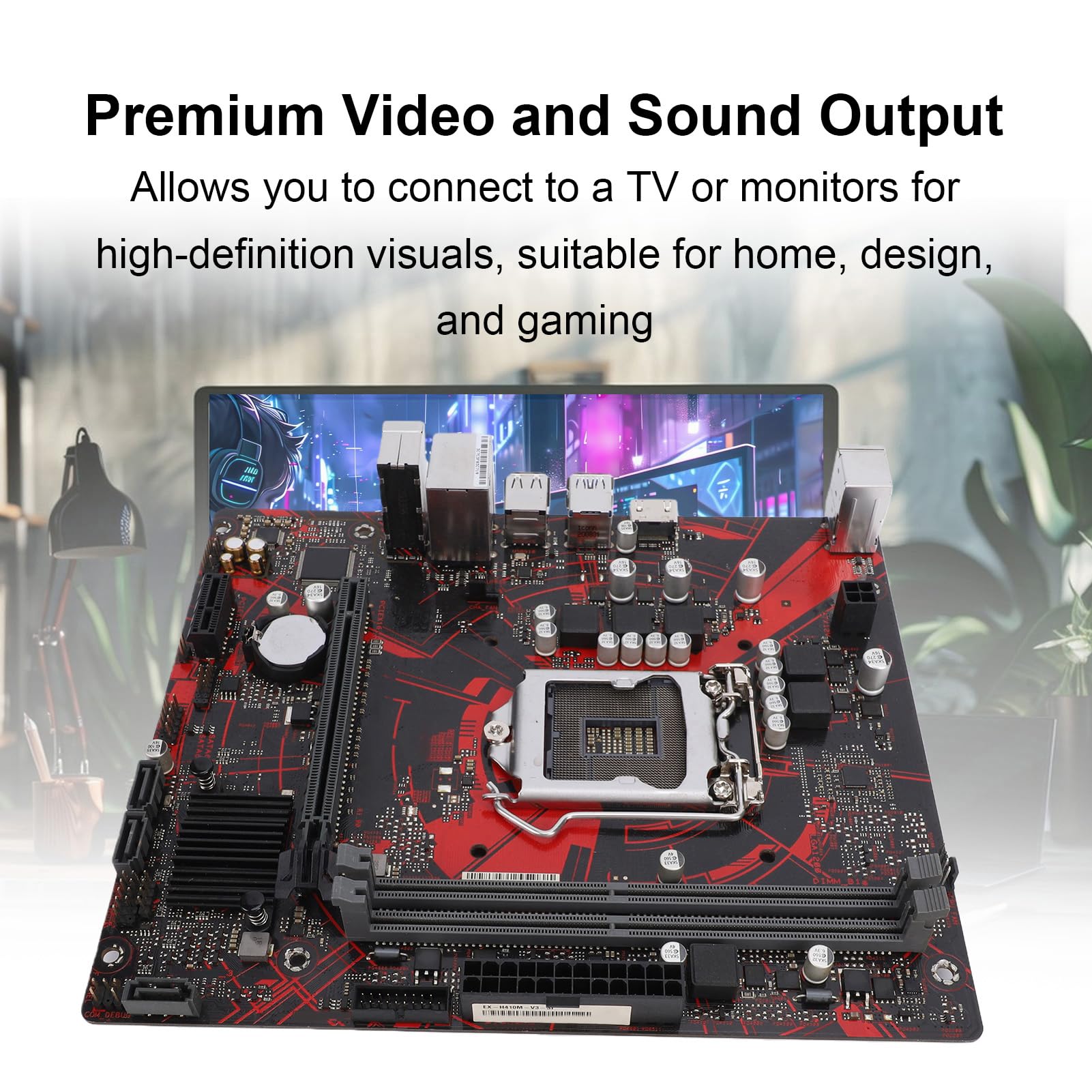 Goshyda Placa Base para Computadora H410M V3, Placa de Escritorio con Zócalo LGA 1200 para CPU Core I9 I7 I5 I3 Pentium Gold Celeron de 10.a Generación, con Memoria DDR4 de 64 GB de