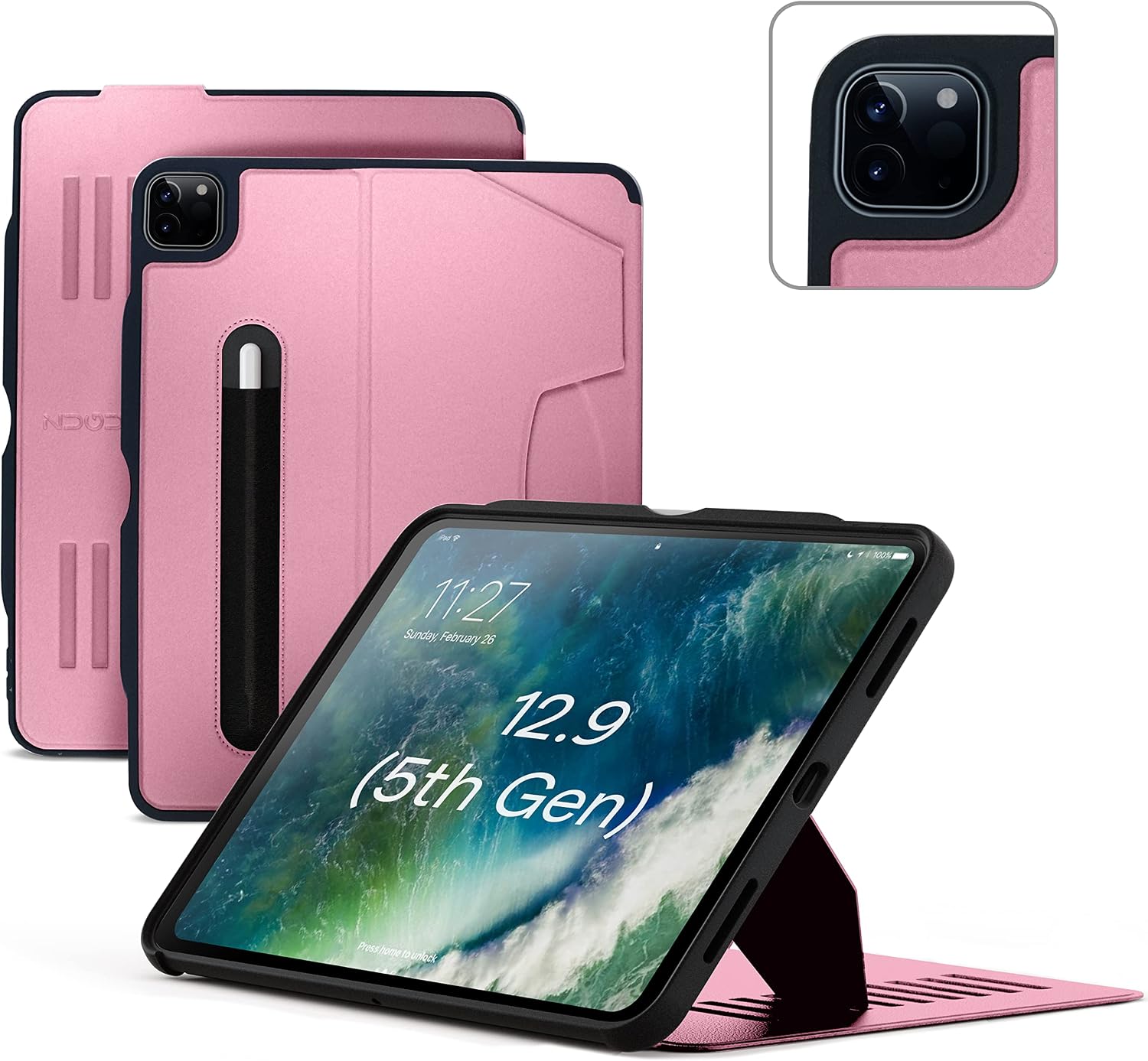 ZUGU Case for 2021 iPad Pro 12.9 inch Gen 5 - Wireless Apple Pencil Charging - Convenient Magnetic Stand & Sleep/Wake Cover (Fits Model #’s A2378, A2379, A2461, A2462) (Pink - Limited Edition)