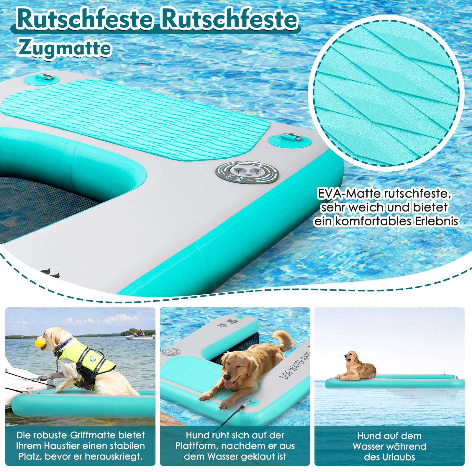 Rampa d'acqua per cani, extra larga, scaletta per piscina, docking e barca, rampa per animali domestici con passaporti antiscivolo, scaletta per cani da 68 kg, colore: blu