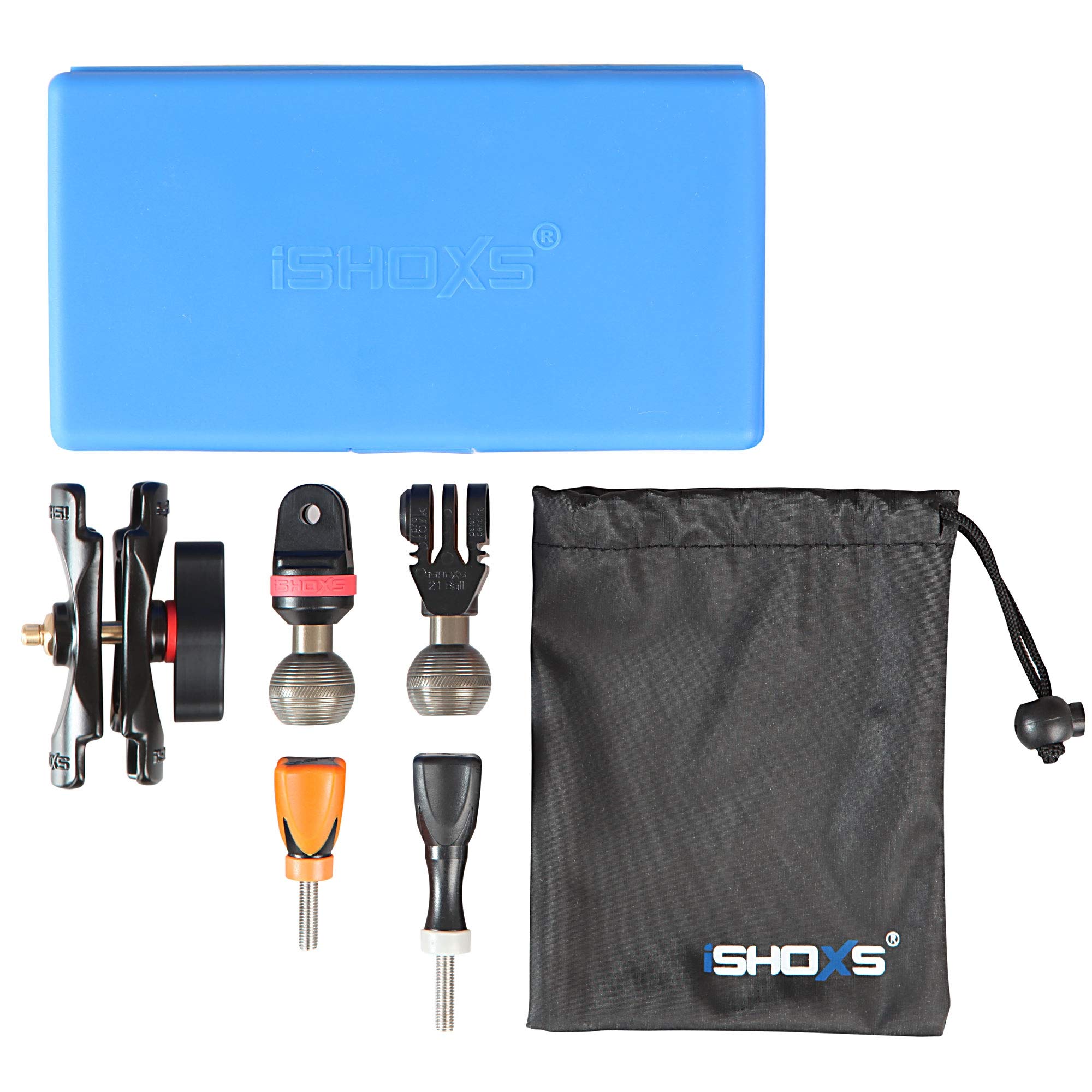 Extension ISHOXS Small Grab Set – 40 Ou 60 Mm – Aluminium 6061 – Rotules 360° – Pour GoPro/Insta360 – Charge 2kg