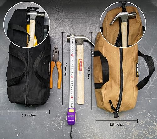 Miniatura 5 de MELOTOUGH Kit combinado de bolsa de herramientas utilitarias incluye 2 bolsas organizadoras de herramientas medianas para electricista, fontanería,