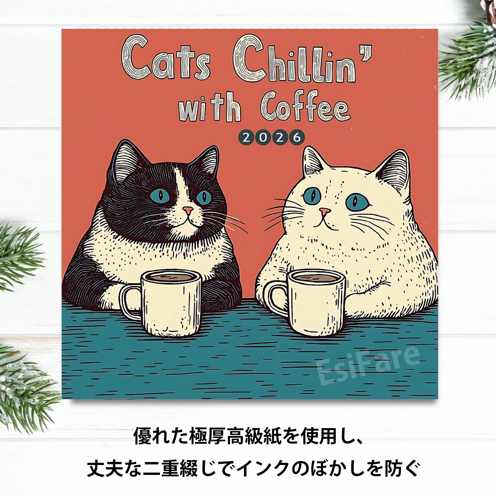 Amazon | EsiFare 2026年猫カレンダー 2026 壁掛け かわいい 猫
