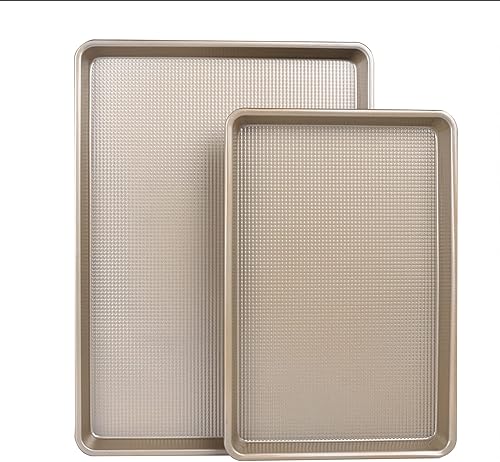 Miniatura 10 de Kitcom Bandeja antiadherente grande para hornear galletas, sartén de acero al carbono resistente para horno, 17.7 x 12.8 pulgadas, oro champán